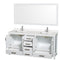 Wyndham AAA Sheffield 72" Double Bathroom Vanity In White with White Quartz Countertop Undermount Square Sinks and 70" Mirror WCS141472DWHWQUNSM70