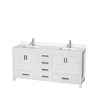 Wyndham AAA Sheffield 72" Double Bathroom Vanity In White With White Quartz Countertop Undermount Square Sinks And No Mirror WCS141472DWHWQUNSMXX