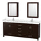 Wyndham Sheffield 80" Double Bathroom Vanity In Espresso With Carrara Cultured Marble Countertop Undermount Square Sinks And Medicine Cabinets WCS141480DESC2UNSMED