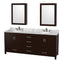 Wyndham Sheffield 80" Double Bathroom Vanity In Espresso White Carrara Marble Countertop Undermount Oval Sinks And Medicine Cabinets WCS141480DESCMUNOMED