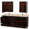 Wyndham AAA Sheffield 80" Double Bathroom Vanity In Espresso Ivory Marble Countertop Undermount Square Sinks and Medicine Cabinets WCS141480DESIVUNSMED