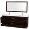 Wyndham Sheffield 80" Double Bathroom Vanity In Espresso with White Cultured Marble Countertop Undermount Square Sinks and 70" Mirror WCS141480DESWCUNSM70