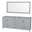 Wyndham Sheffield 80" Double Bathroom Vanity In Gray With No Countertop No Sink And 70" Mirror WCS141480DGYCXSXXM70