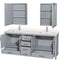 Wyndham AAA Sheffield 80" Double Bathroom Vanity In Gray with White Quartz Countertop Undermount Square Sinks and Medicine Cabinets WCS141480DGYWQUNSMED