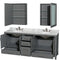 Wyndham Sheffield 80" Double Bathroom Vanity In Dark Gray with White Carrara Marble Countertop Undermount Oval Sinks and Medicine Cabinets WCS141480DKGCMUNOMED