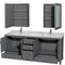 Wyndham Sheffield 80" Double Bathroom Vanity In Dark Gray with White Carrara Marble Countertop Undermount Square Sinks and Medicine Cabinets WCS141480DKGCMUNSMED