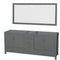 Wyndham Sheffield 80" Double Bathroom Vanity In Dark Gray With No Countertop No Sink And 70" Mirror WCS141480DKGCXSXXM70