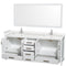 Wyndham Sheffield 80" Double Bathroom Vanity In White with Carrara Cultured Marble Countertop Undermount Square Sinks and 70" Mirror WCS141480DWHC2UNSM70