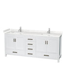 Wyndham Sheffield 80" Double Bathroom Vanity In White With Carrara Cultured Marble Countertop Undermount Square Sinks And No Mirror WCS141480DWHC2UNSMXX