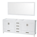 Wyndham Sheffield 80" Double Bathroom Vanity In White No Countertop No Sinks And 70" Mirror WCS141480DWHCXSXXM70