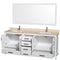 Wyndham AAA Sheffield 80" Double Bathroom Vanity In White Ivory Marble Countertop Undermount Square Sinks and 70" Mirror WCS141480DWHIVUNSM70