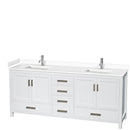 Wyndham Sheffield 80" Double Bathroom Vanity In White With White Cultured Marble Countertop Undermount Square Sinks And No Mirror WCS141480DWHWCUNSMXX