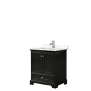 Wyndham Deborah 30" Single Bathroom Vanity In Dark Espresso With Light-Vein Carrara Cultured Marble Countertop Undermount Square Sink And No Mirror WCS202030SDEC2UNSMXX