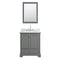 Wyndham Deborah 30" Single Bathroom Vanity In Dark Gray White Carrara Marble Countertop Undermount Square Sink and 24" Mirror WCS202030SKGCMUNSM24