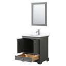 Wyndham Deborah 30" Single Bathroom Vanity In Dark Gray with White Cultured Marble Countertop Undermount Square Sink and 24" Mirror WCS202030SKGWCUNSM24