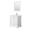 Wyndham Deborah 30" Single Bathroom Vanity In White With Light-Vein Carrara Cultured Marble Countertop Undermount Square Sink Brushed Gold Trims And 24" Mirror WCS202030SWGC2UNSM24