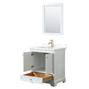 Wyndham Deborah 30" Single Bathroom Vanity In White with White Cultured Marble Countertop Undermount Square Sink Brushed Gold Trims and 24" Mirror WCS202030SWGWCUNSM24