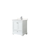 Wyndham Deborah 30" Single Bathroom Vanity In White With Light-Vein Carrara Cultured Marble Countertop Undermount Square Sink And No Mirror WCS202030SWHC2UNSMXX