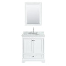 Wyndham Deborah 30" Single Bathroom Vanity In White White Carrara Marble Countertop Undermount Oval Sink and 24" Mirror WCS202030SWHCMUNOM24