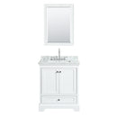 Wyndham Deborah 30" Single Bathroom Vanity In White White Carrara Marble Countertop Undermount Square Sink and Medicine Cabinet WCS202030SWHCMUNSMED