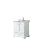 Wyndham Deborah 30" Single Bathroom Vanity In White White Carrara Marble Countertop Undermount Square Sink And No Mirror WCS202030SWHCMUNSMXX