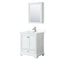 Wyndham Deborah 30" Single Bathroom Vanity In White With White Cultured Marble Countertop Undermount Square Sink And Medicine Cabinet WCS202030SWHWCUNSMED