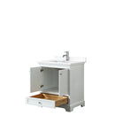 Wyndham Deborah 30" Single Bathroom Vanity In White with White Cultured Marble Countertop Undermount Square Sink and No Mirror WCS202030SWHWCUNSMXX