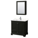 Wyndham Deborah 36" Single Bathroom Vanity In Dark Espresso With Light-Vein Carrara Cultured Marble Countertop Undermount Square Sink And Medicine Cabinet WCS202036SDEC2UNSMED