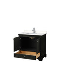 Wyndham Deborah 36" Single Bathroom Vanity In Dark Espresso with Light-Vein Carrara Cultured Marble Countertop Undermount Square Sink and No Mirror WCS202036SDEC2UNSMXX