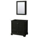 Wyndham Deborah 36" Single Bathroom Vanity In Dark Espresso No Countertop No Sink And Medicine Cabinet WCS202036SDECXSXXMED