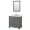 Wyndham Deborah 36" Single Bathroom Vanity In Dark Gray With White Carrara Marble Countertop Undermount Oval Sink And 24" Mirror WCS202036SKGCMUNOM24