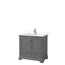 Wyndham Deborah 36" Single Bathroom Vanity In Dark Gray With White Cultured Marble Countertop Undermount Square Sink And No Mirror WCS202036SKGWCUNSMXX