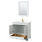 Wyndham Deborah 36" Single Bathroom Vanity In White with Light-Vein Carrara Cultured Marble Countertop Undermount Square Sink Brushed Gold Trims and 24" Mirror WCS202036SWGC2UNSM24