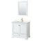 Wyndham Deborah 36" Single Bathroom Vanity In White With Light-Vein Carrara Cultured Marble Countertop Undermount Square Sink Brushed Gold Trims And 24" Mirror WCS202036SWGC2UNSM24