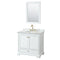 Wyndham Deborah 36" Single Bathroom Vanity In White With White Carrara Marble Countertop Undermount Oval Sink Brushed Gold Trims And 24" Mirror WCS202036SWGCMUNOM24