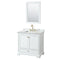 Wyndham Deborah 36" Single Bathroom Vanity In White With White Carrara Marble Countertop Undermount Square Sink Brushed Gold Trims And 24" Mirror WCS202036SWGCMUNSM24