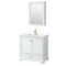 Wyndham Deborah 36" Single Bathroom Vanity In White With White Cultured Marble Countertop Undermount Square Sink Brushed Gold Trims And Medicine Cabinet WCS202036SWGWCUNSMED