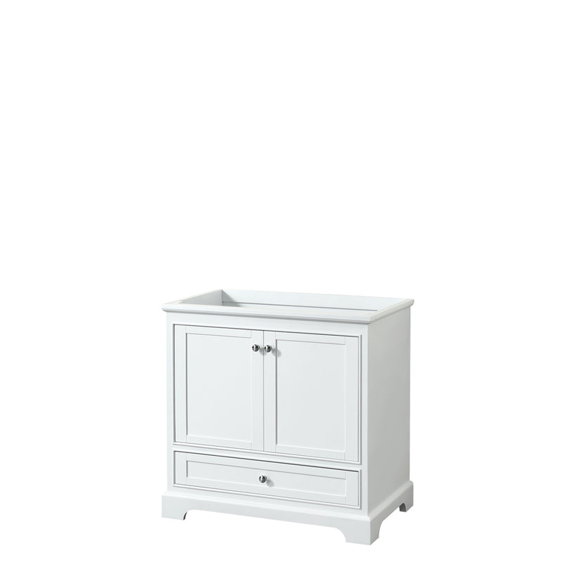 Wyndham Deborah 36" Single Bathroom Vanity In White With No Countertop No Sink And No Mirror WCS202036SWHCXSXXMXX