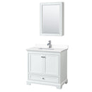 Wyndham Deborah 36" Single Bathroom Vanity In White With White Cultured Marble Countertop Undermount Square Sink And Medicine Cabinet WCS202036SWHWCUNSMED