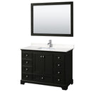 Wyndham Deborah 48" Single Bathroom Vanity In Dark Espresso With Light-Vein Carrara Cultured Marble Countertop Undermount Square Sink And 46" Mirror WCS202048SDEC2UNSM46