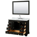 Wyndham Deborah 48" Single Bathroom Vanity In Dark Espresso White Carrara Marble Countertop Undermount Oval Sink and 46" Mirror WCS202048SDECMUNOM46