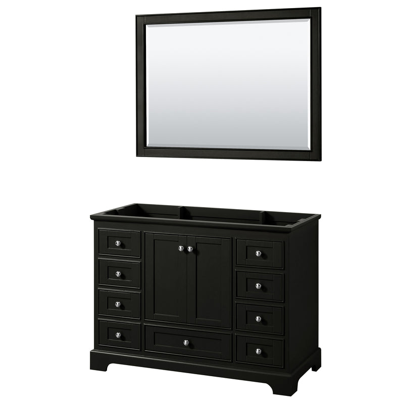 Wyndham Deborah 48" Single Bathroom Vanity In Dark Espresso No Countertop No Sink And 46" Mirror WCS202048SDECXSXXM46