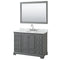 Wyndham Deborah 48" Single Bathroom Vanity In Dark Gray With White Carrara Marble Countertop Undermount Oval Sink And 46" Mirror WCS202048SKGCMUNOM46