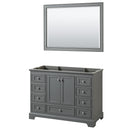 Wyndham Deborah 48" Single Bathroom Vanity In Dark Gray With No Countertop No Sink And 46" Mirror WCS202048SKGCXSXXM46