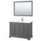 Wyndham Deborah 48" Single Bathroom Vanity In Dark Gray With White Cultured Marble Countertop Undermount Square Sink And 46" Mirror WCS202048SKGWCUNSM46