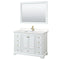 Wyndham Deborah 48" Single Bathroom Vanity In White With Light-Vein Carrara Cultured Marble Countertop Undermount Square Sink Brushed Gold Trims And 46" Mirror WCS202048SWGC2UNSM46