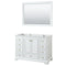 Wyndham Deborah 48" Single Bathroom Vanity In White With No Countertop No Sink Brushed Gold Trims And 46" Mirror WCS202048SWGCXSXXM46