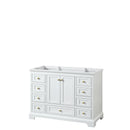 Wyndham Deborah 48" Single Bathroom Vanity In White With No Countertop No Sink Brushed Gold Trims And No Mirror WCS202048SWGCXSXXMXX