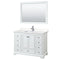 Wyndham Deborah 48" Single Bathroom Vanity In White With Light-Vein Carrara Cultured Marble Countertop Undermount Square Sink And 46" Mirror WCS202048SWHC2UNSM46