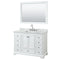 Wyndham Deborah 48" Single Bathroom Vanity In White With White Carrara Marble Countertop Undermount Square Sink And 46" Mirror WCS202048SWHCMUNSM46